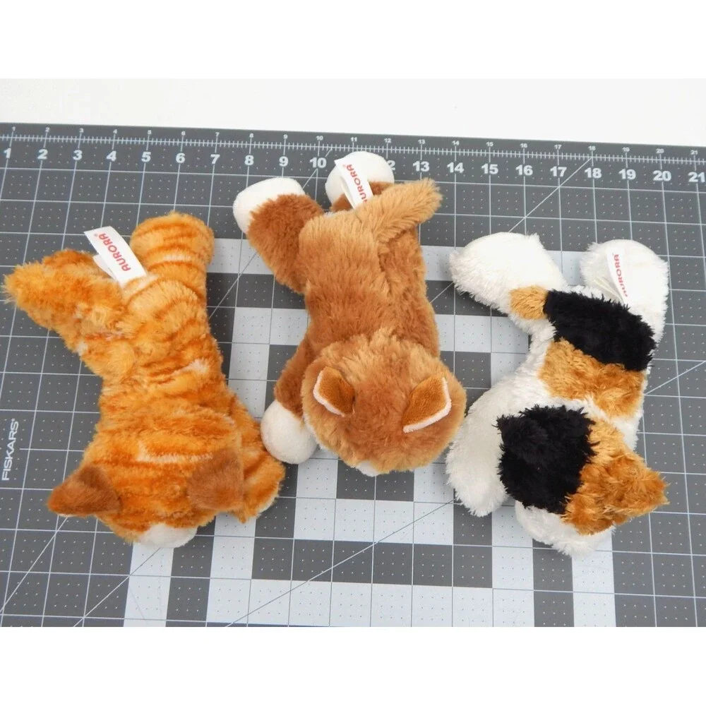 Aurora Plush Cats Floppy Tabby Tiger Calico Stuffed Animal 8 In Lot of 3 Beanie